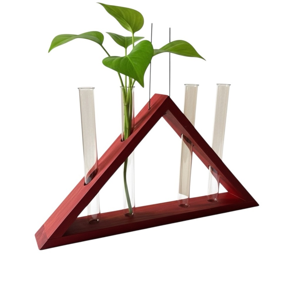 Plant Propagation Stand, Wood Window Hanging Triangle with Test tubes, handmade